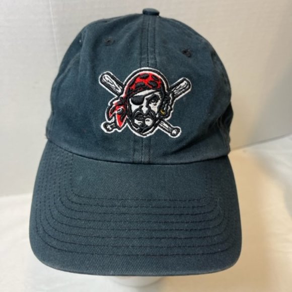 VTG Pittsburgh Pirates Black Baseball Fitted Cap Cotton MLB Team Hat Med - Picture 1 of 8